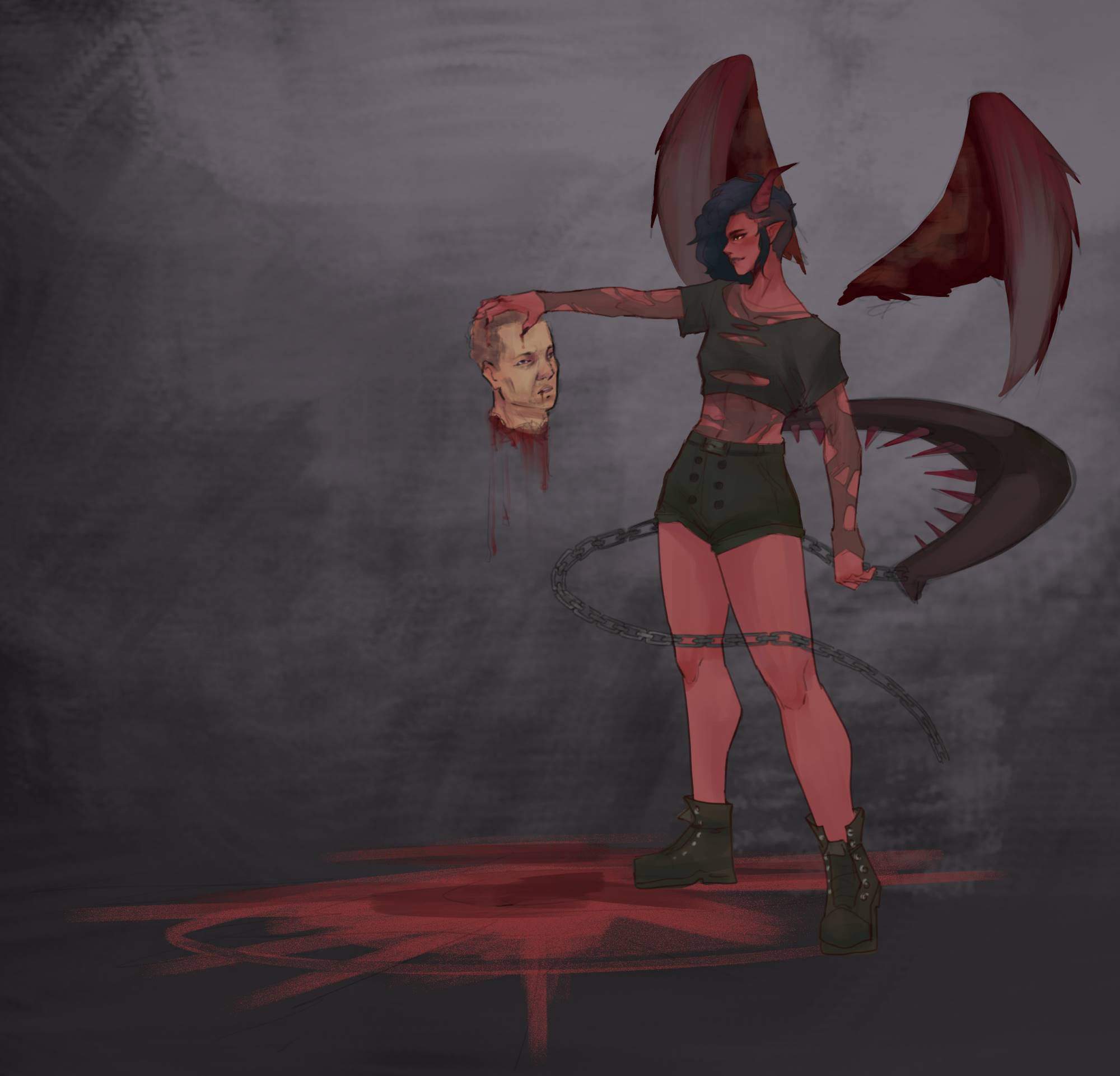 My Demon OC Alicia holding a ripped off head