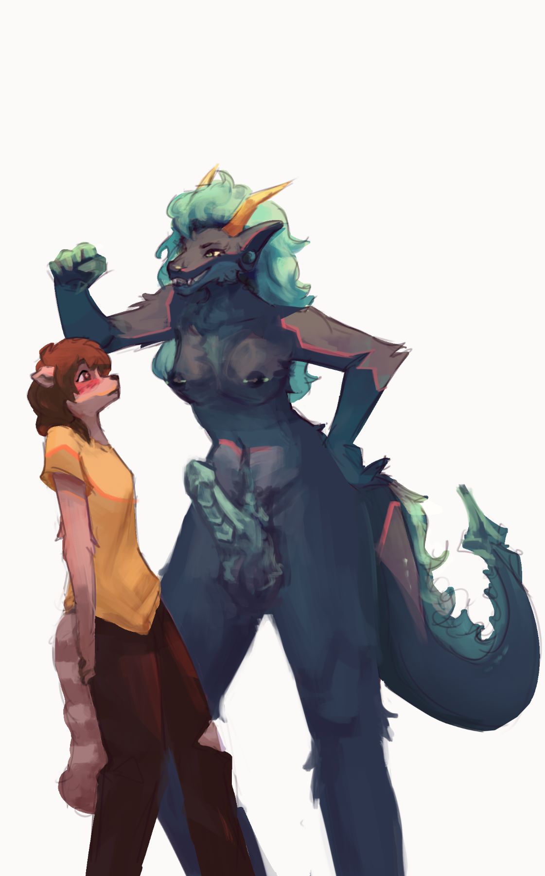 A big dragon lady with a hard dick