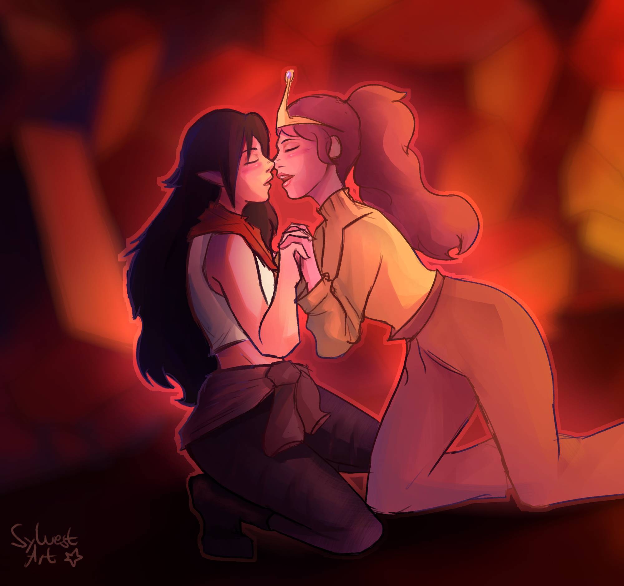 Marceline and Bubblegum kissing
