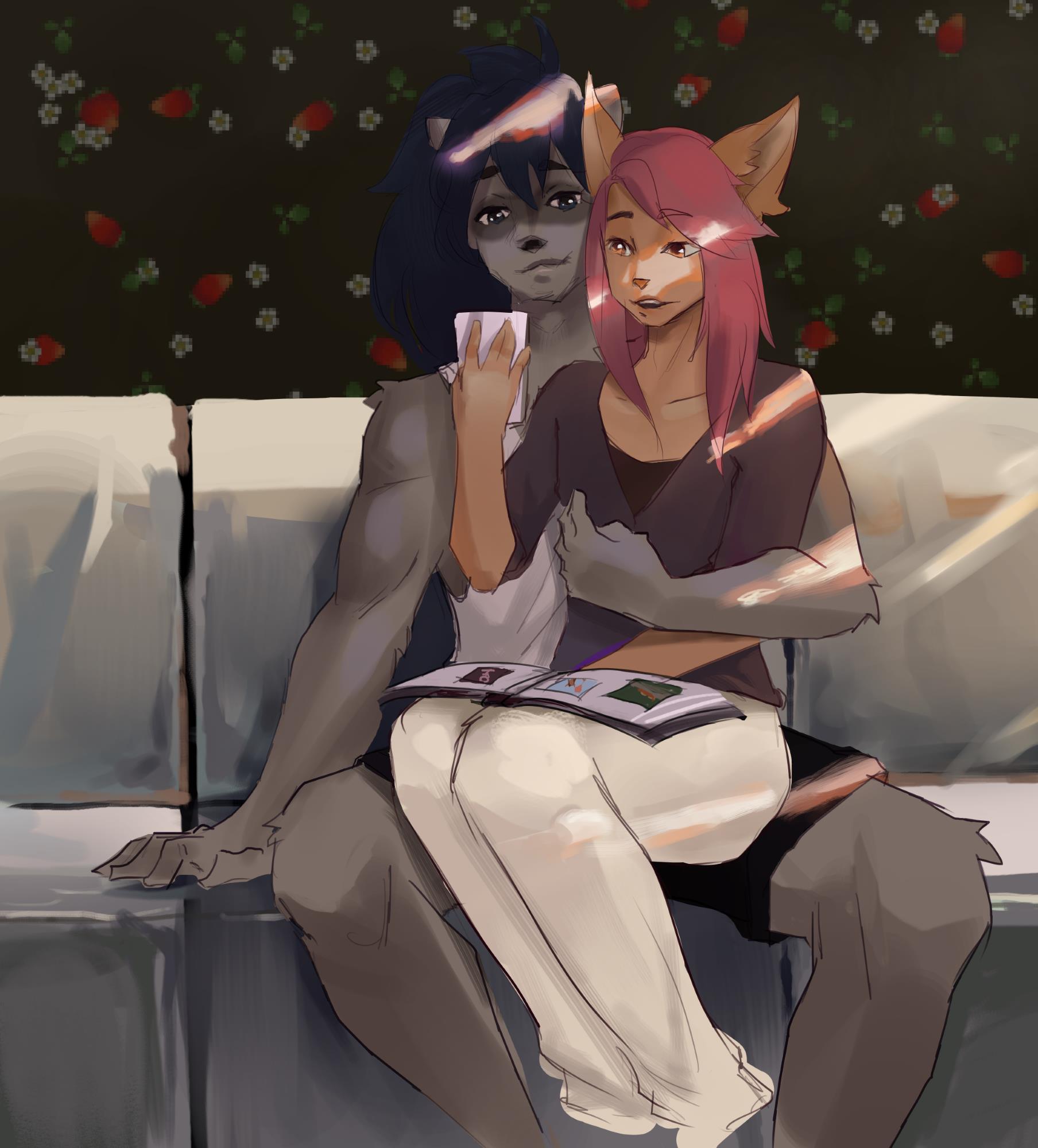 gay furry couple on couch