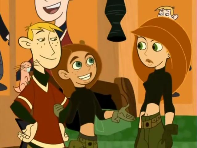 Joss Possible from Kim Possible next to Kim and Ron